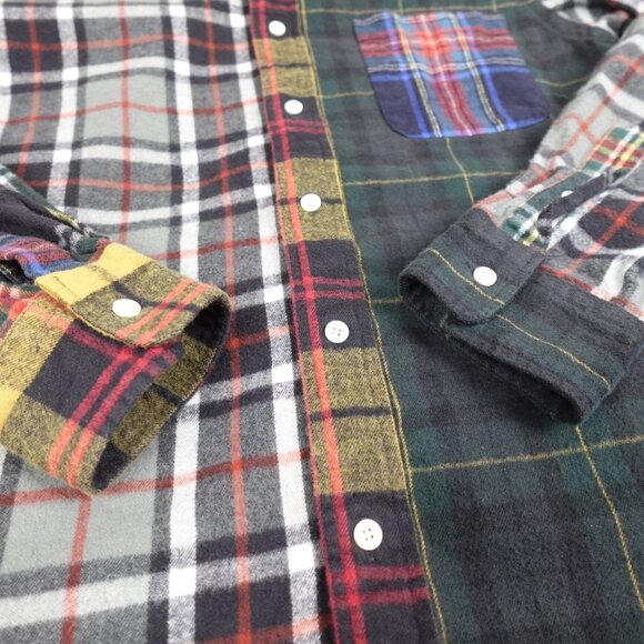 Beams Plus Japan Flannel Check Panel Shirt Men's Small - Medium Patchwork - Picture 7 of 11